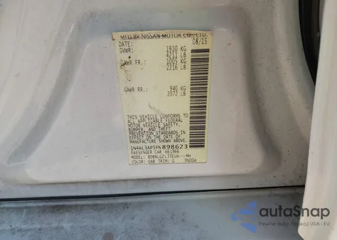 2015 Nissan Altima 2.5 S из США, поврежденный, VIN 1N4AL3AP5FN898623